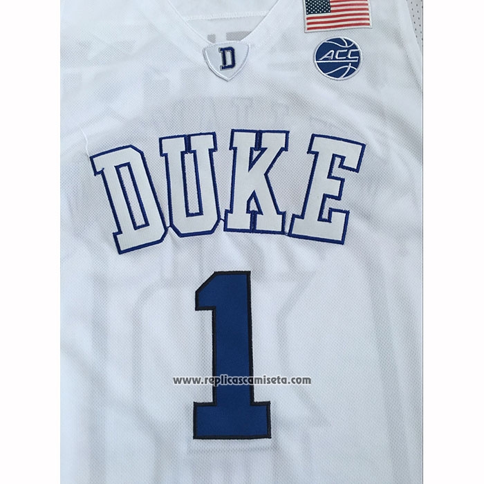 Camiseta NCAA Duke Blue Devils Zion Williamson Blanco